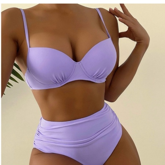 Lavender Fields Push Up Bikini Swimsuit - Picture 1 of 6